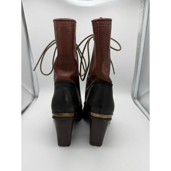 Jeffry Campbell Deadwood Lace Up Western High Heeled Boots Size 8 Brown Black - Picture 9 of 10